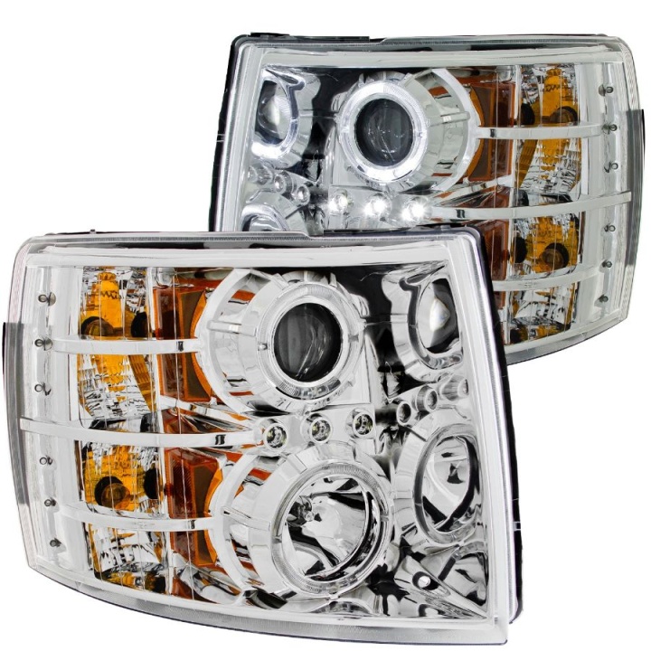anz111199-3010 Chevrolet Silverado 1500 2007-2013 Projector Strålkastare Med Halo Krom ANZO