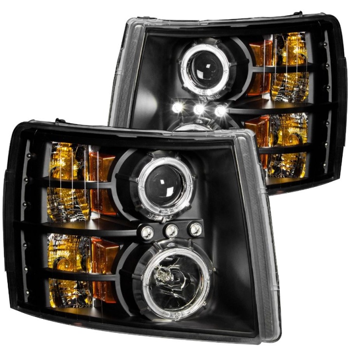 anz111200-2818 Chevrolet Silverado 3500HD 2007-2014 Projector Strålkastare Med Halo Svart ANZO