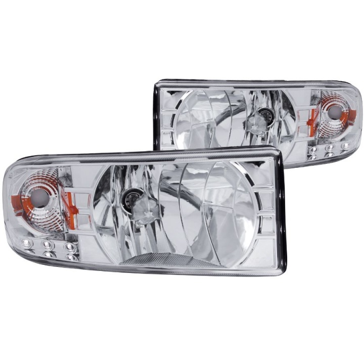 anz111206-1320 Dodge RAM 1994-2001 Crystal Strålkastare Krom Med LED ANZO