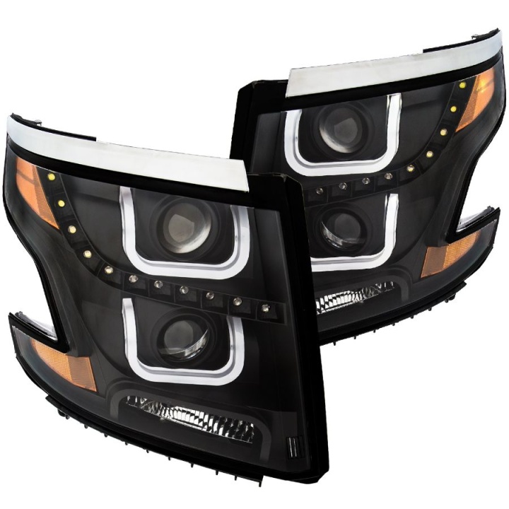 anz111340-3278 Chevrolet Tahoe 2015-2019 Projector Strålkastare Med U-Bar Svart Klara / Orange ANZO