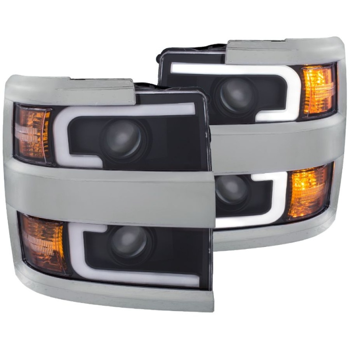 anz111359-3162 Chevrolet Silverado 2500HD 2015-2019 Projector Strålkastare (Plank Style Design) Svart / Orange ANZO