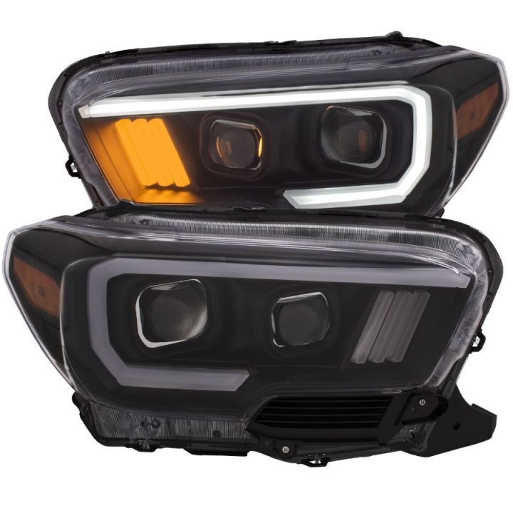 anz111377-3167 Toyota Tacoma w/ Halogen DRL 2016-2019 Projector Strålkastare (Plank Style Design) Svart / Orange ANZO