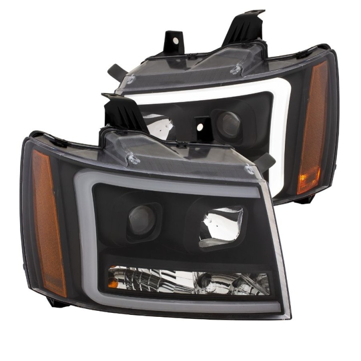 anz111402-3199 Chevrolet Tahoe 2007-2014 Projector Strålkastare Med Plank Style Switchback Svart / Orange ANZO