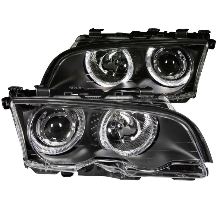 anz121015-2826 BMW 3 Serie E46 4DR 1999-2001 Projector Strålkastare Med Halo Svart ANZO