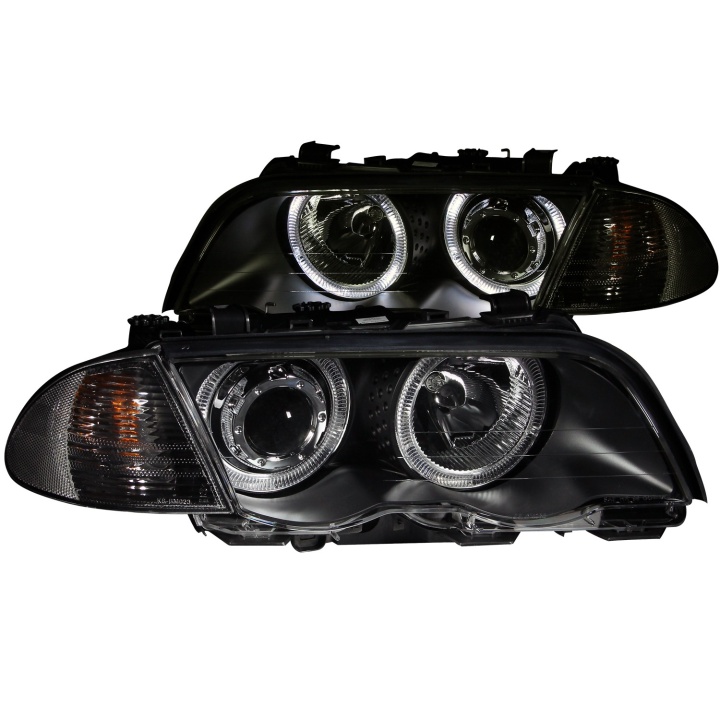 anz121261-2916 BMW 3 Serie E46 4DR 1999-2001 Projector Strålkastare Med Halo Svart (SMD LED) ANZO