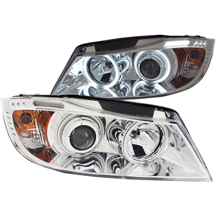 anz121336-3140 BMW 3 Serie E90-E91 4DR Kombi 2006-2008 Projector Strålkastare Med Halo Med LED Bar Krom (SMD LED) ANZO