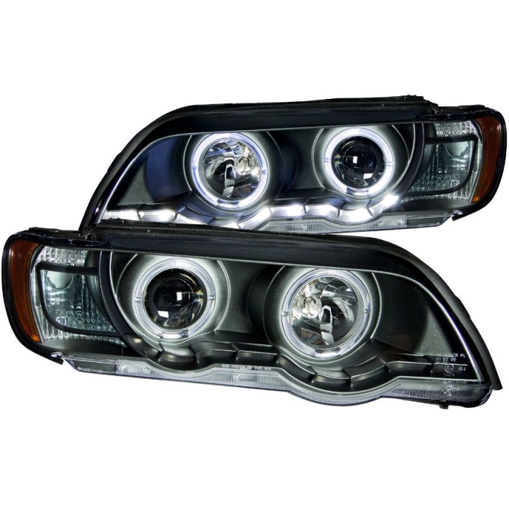 anz121398-2858 BMW X5 E53 2000-2003 Projector Strålkastare Med Halo Svart ANZO