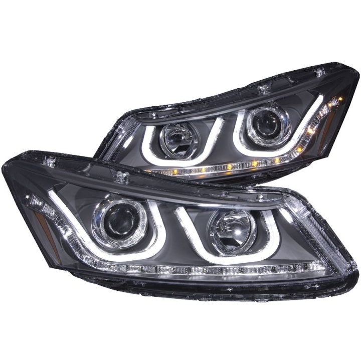 anz121483-3270 Honda Accord 4DR 2008-2012 Projector Strålkastare Med U-Bar Svart ANZO