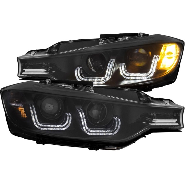 anz121506-3275 BMW 3 Serie F30 2012-2015 Projector Strålkastare Med U-Bar Svart (HID Kompatibel) ANZO