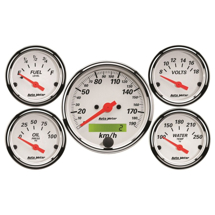 atm1302-M Mätarkit 5st 79.4mm & 52mm (Elektrisk) Hastighetsmätare KM/H Arctic Vit