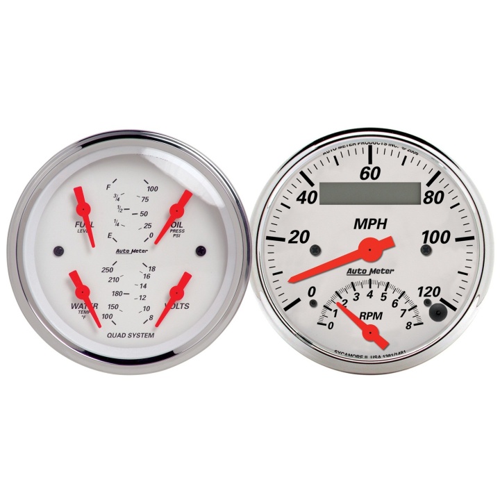 atm1309 Mätarkit 2st QUAD & TACH/SPEEDO 87mm ARCTIC Vit