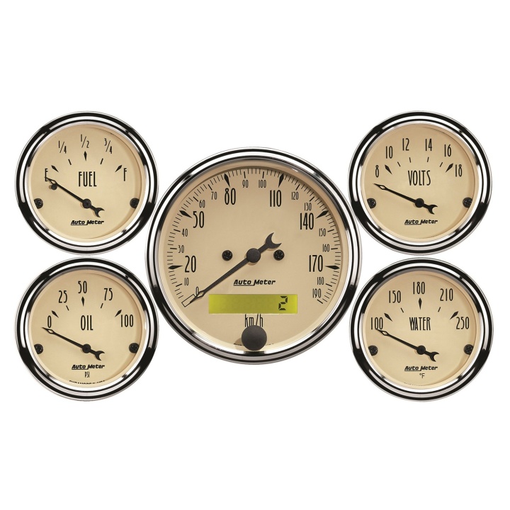 atm1809-M Mätarkit 5st 79,4mm & 52mm (Elektrisk). KM/H SPEEDOMETER ANTIQUE BEIGE