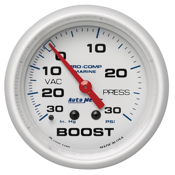 atm200775 Laddtrycksmätare 66.7mm 30 IN HG / 30PSI (Mekanisk) MARINE Vit