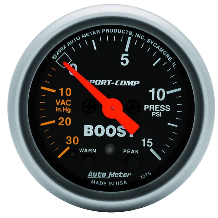 atm3376 Laddtrycksmätare 52mm 30 IN HG / 15PSI (Digital Stepper-motor) SPORT-COMP