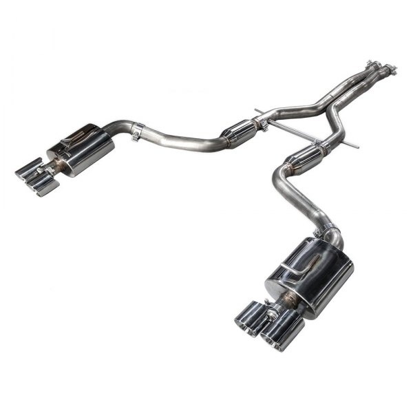 awe3010-42022 Panamera Turbo Performance Exhaust System Touring Edition Polished Silver Tips AWE Tuning