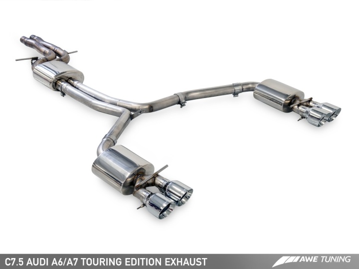 awe3015-43076 Audi C7.5 A6 3.0T Touring Edition Exhaust - Quad Outlet, Diamond Black Tips AWE Tuning