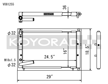 koyV081255 Acura Integra 94-01 K-Swap crossflow Aluminium Kylare Koyorad