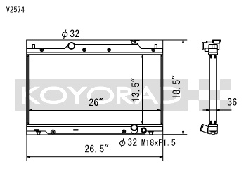 koyV2574 Honda Civic SI EP3 w/ 2.0L 02-05 Aluminium Kylare Koyorad