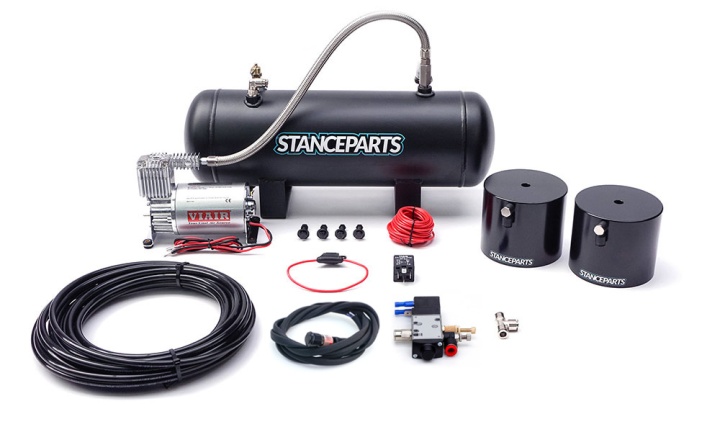 stp3002 Air Cups För Coilovers Främre Kit (1 Par med kompressor, med tank) Stanceparts