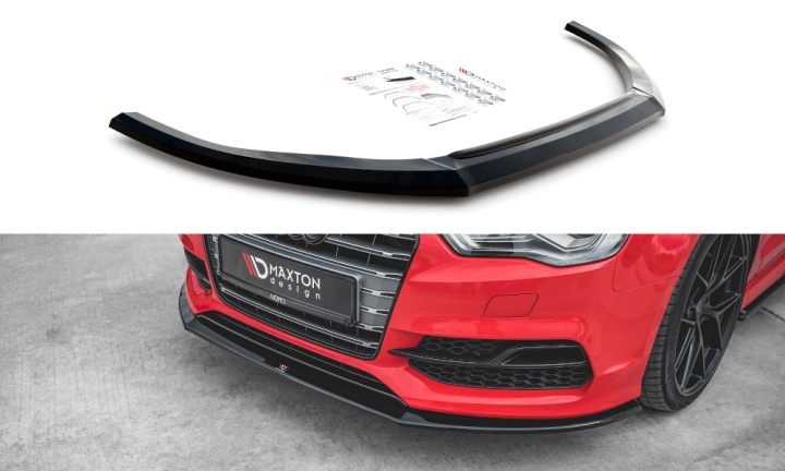 var-AU-S3-3-FD1T Audi A3 S-Line / S3 8V 2013-2016 (Endast Sedan / Cab) Frontsplitter V.1 Maxton Design 