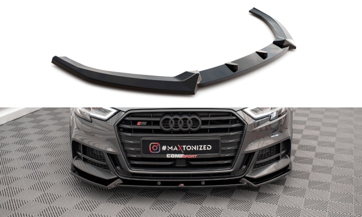 var-AU-S3-3F-SB-FD1T Audi S3 Sportback 8V Facelift 2016-2019 Frontsplitter V.1 Maxton Design 