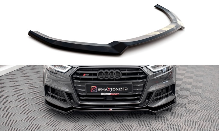 var-AU-S3-3F-SB-FD2T Audi S3 Sportback 8V Facelift 2016-2019 Frontsplitter V.2 Maxton Design 