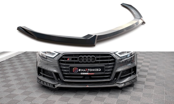 var-AU-S3-3F-SB-FD3T Audi S3 Sportback 8V Facelift 2016-2019 Frontsplitter V.3 Maxton Design 