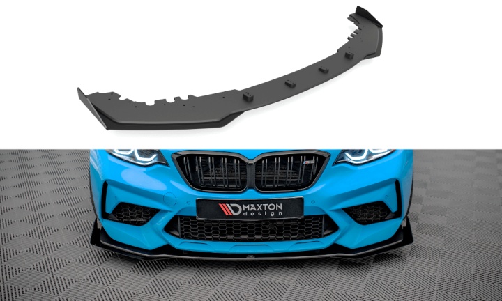 var-BM287MCOMPCNC-FD1B-FS BMW M2 F87 2016-2021 Street Pro Frontsplitter + Splitters V.1 Maxton Design 