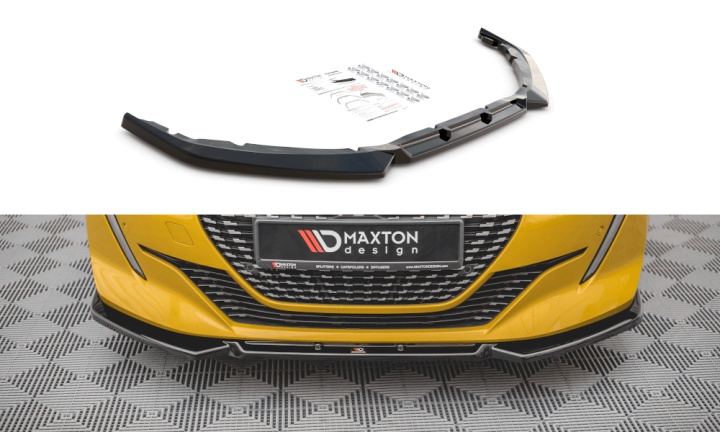 var-PE-208-2-FD1T Peugeot 208 Mk2 2019+ Frontsplitter V.1 Maxton Design 