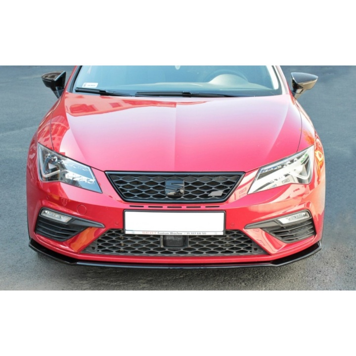 var-SE-LE-3F-CU-FD2T Seat Leon Mk3 Cupra/ FR Facelift 2017-2020 Frontsplitter V.2 Maxton Design 