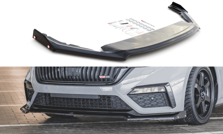 var-SK-OC-4-RS-FD2T-FSF Skoda Octavia RS MK4 2020+ Frontsplitter V.2 + Splitters Maxton Design 