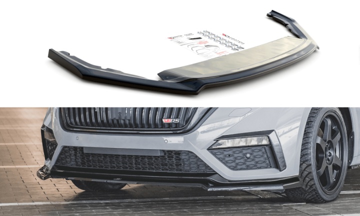 var-SK-OC-4-RS-FD2T Skoda Octavia RS MK4 2020+ Frontsplitter V.4 Maxton Design 