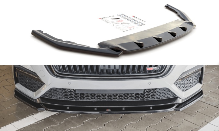 var-SK-OC-4-RS-FD3T Skoda Octavia RS MK4 2020+ Frontsplitter V.3 Maxton Design 