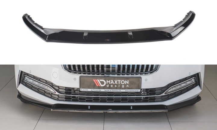 var-SK-SU-3F-FD2T Skoda Superb Mk3 Facelift 2019+ Frontsplitter V.2 Maxton Design 