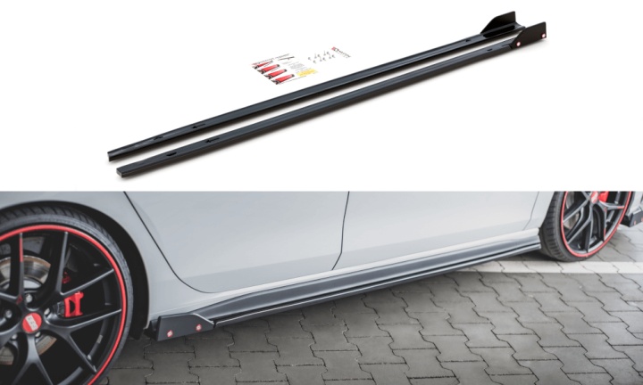 var-VW-GO-8-GTI-SD2T-SF VW Golf 8 GTI / Clubsport 2019+ Sidoextensions + Splitters V.2 Maxton Design 