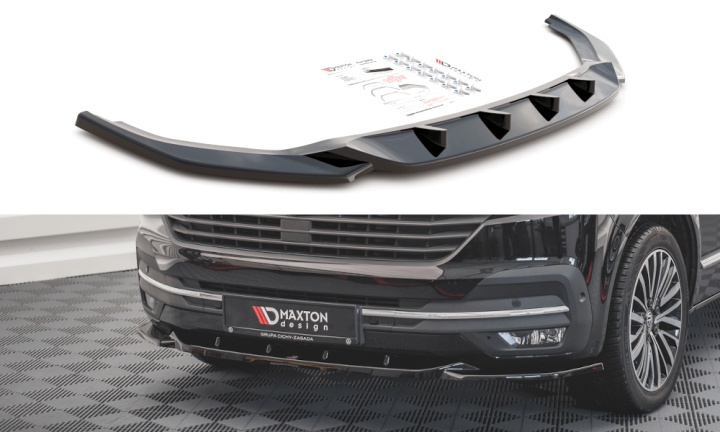 var-VW-T6F-FD2T VW Transporter T6 Facelift 2019+ Frontsplitter V.2 Maxton Design 