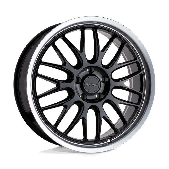 Petrol P4C 20x8.5 ET35 5x120 76.10mm Gloss Black W/ Machined Cut Lip F