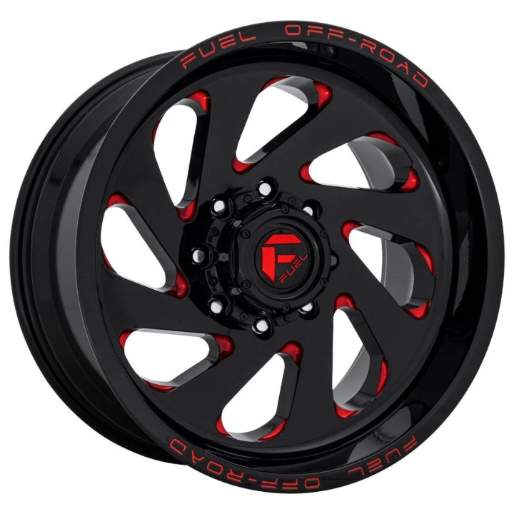 wlp-D63820008247 Fuel 1PC Vortex 20X10 ET-18 8X165.1 125.10 Gloss Black Red Tinted Clear