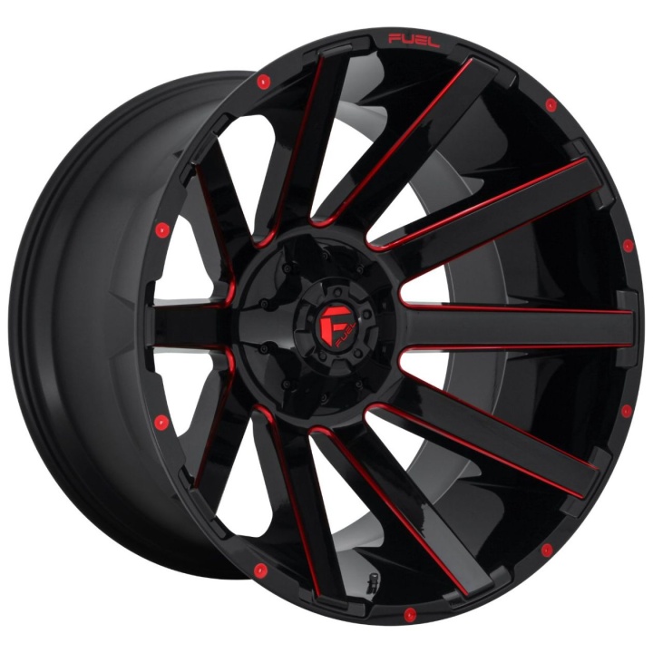 wlp-D64318909845 Fuel 1PC Contra 18X9 ET-12 6X135/139.7 106.10 Gloss Black Red Tinted Clear