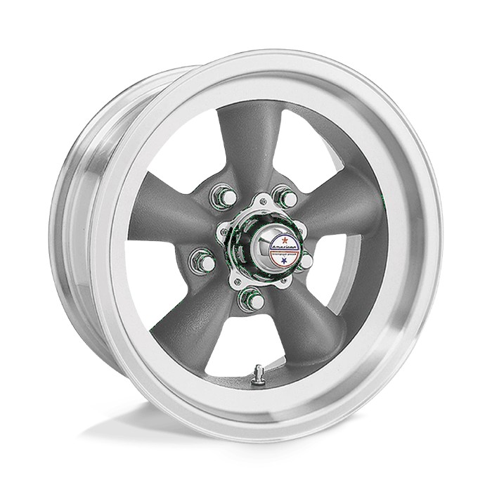wlp-VN1055461 American Racing Vintage Torq Thrust D 15x114.3 ET-15 5x120.7 83.06 Torq Thrust Gray W/ Mach Lip