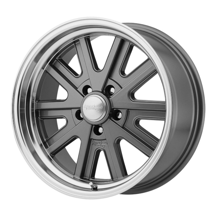 wlp-VN52778012400 American Racing Vintage 427 Mono Cast 17X8 ET0 5x114.3 76.50 Mag Gray Machined Lip