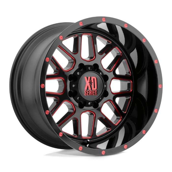 XD XD820 GRENADE 20x12 ET-44 8x170 125.10mm Satin Black Milled W/ Red