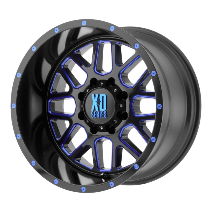 wlp-XD82029050900BC XD Series Grenade 20X9 ET0 5x127 78.30 Satin Black Milled W/ Blue Tinted Clear Coat