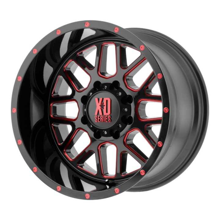 wlp-XD82029050900RC XD Series Grenade 20X9 ET0 5x127 78.30 Satin Black Milled W/ Red Tinted Clear Coat