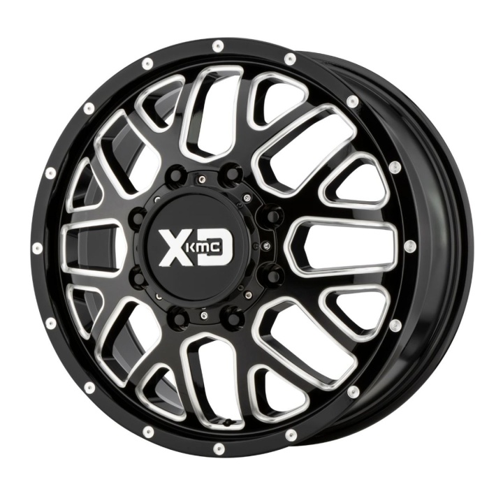 wlp-XD843208823127 XD Series Grenade Dually 20X8.25 ET127 8X200 142.00 Gloss Black Milled - Front
