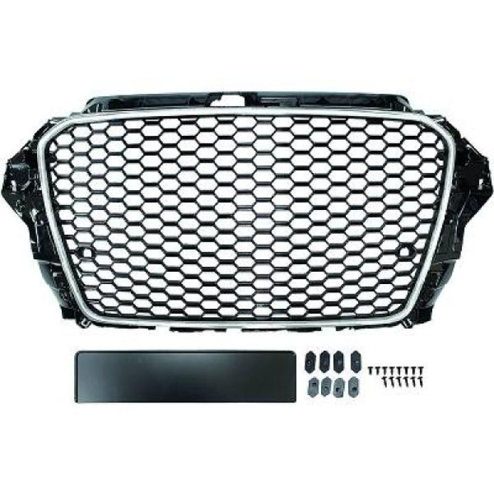 AUDI A3 8V 12-16 Honeycomb Krom/Svart Sportgrill RS-Look (med PDC) DIEDERICHS i gruppen Välj bilmodell / Audi / A3 - S3 - RS3 (8V) 2012-2019 / Styling hos DDESIGN Scandinavia AB (1033341)