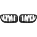 BMW 3-Serie E90/E91 08-12 Dubbelribbad Blanksvart Sportgrill / Njurar Performance-Look DIEDERICHS