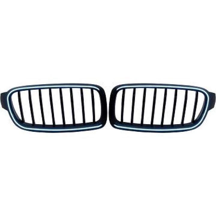 BMW 3-Serie F30 / F31 2012-2019 Enkelribbad Blanksvart LED-Belysning Sportgrill / Njurar DIEDERICHS i gruppen Välj bilmodell / BMW / 3-serie-4-serie (F30-F36) 11-19 / Styling / Grill hos DDESIGN Scandinavia AB (1217245)