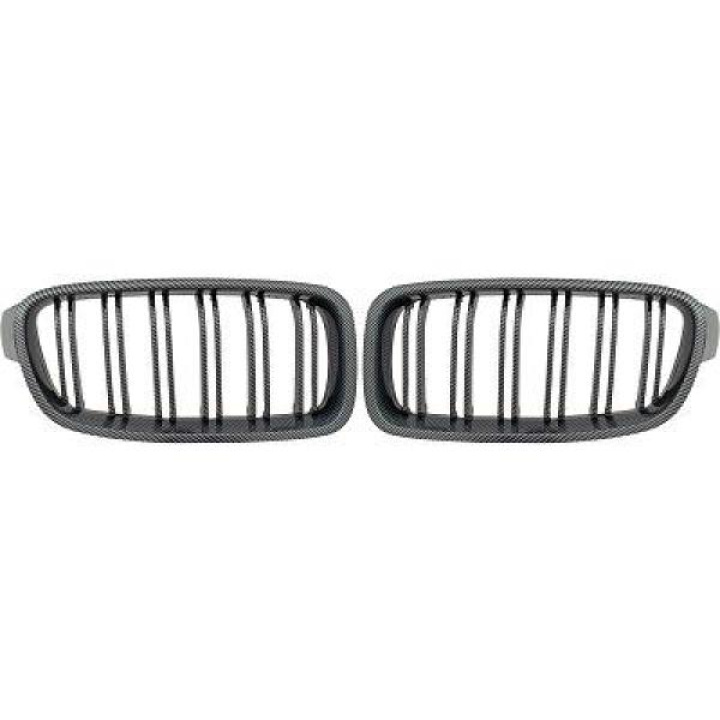 BMW 3-Serie F30/F31 11+ Dubbelribbad Kolfiberlook Sportgrill / Njurar Sport-Look DIEDERICHS i gruppen Välj bilmodell / BMW / 3-serie-4-serie (F30-F36) 11-19 / Styling / Grill hos DDESIGN Scandinavia AB (1217442)