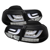 ALT-YD-VG10-LED-G2-BK Volkswagen Golf / GTI 10-13 G2 Typ Med Ljuslist LED Bakljus - Svarta Spyder Auto (1)